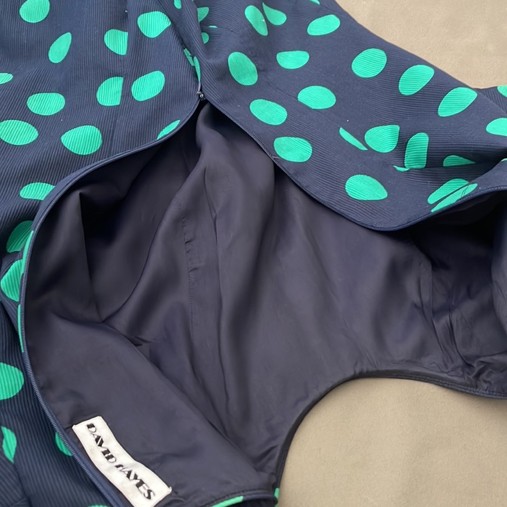 DAVID HAYES Lovely Vintage polka dot green/ blue color, Womens DRESS size 10” - Picture 14 of 16